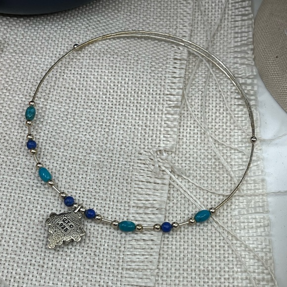 Vintage Southwestern Flexible Sterling Silver Necklace with Lapis & Turquoise - Picture 6 of 15